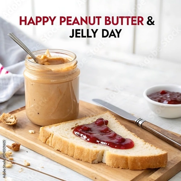 Obraz Peanut butter and jelly day poster, celebrated 2 april