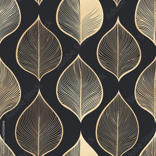 Fototapeta Elegant leaf pattern design abstract art seamless texture minimalist style digital background calm environment