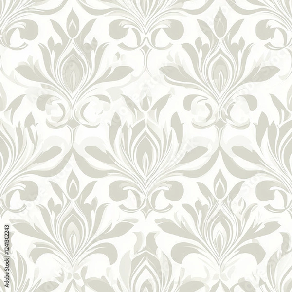 Fototapeta Elegant minimalist floral seamless pattern design subtle grey tones digital art home decor aesthetic comfort