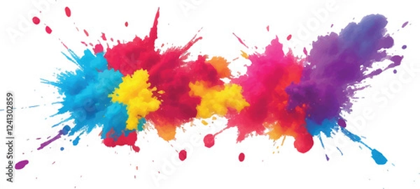 Fototapeta MobileTrendy Aquarelle Splash Art: Bright and Bold Watercolor Strokes and Splatter in a Rainbow of Colors, Isolated on a White Canvas for a Fresh, Modern Touch in Abstract Design and Artistic Expressi