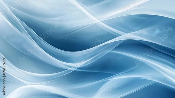 Fototapeta Soft blue waves flowing across a tranquil background in a serene and calming abstract design