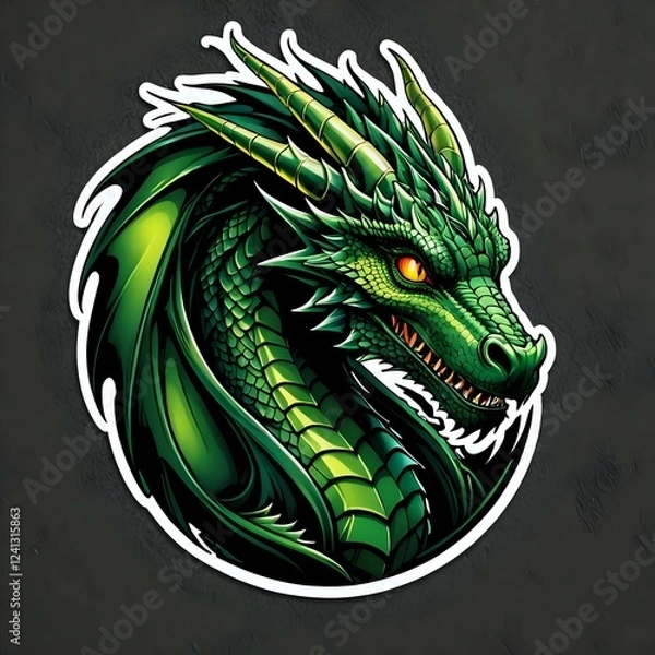 Obraz green dragon head