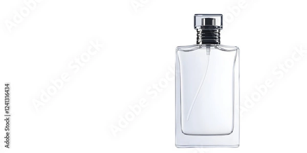 Fototapeta A delicate glass perfume bottle with intricate designs and a sprayer, placed on a white background. Transparent background


