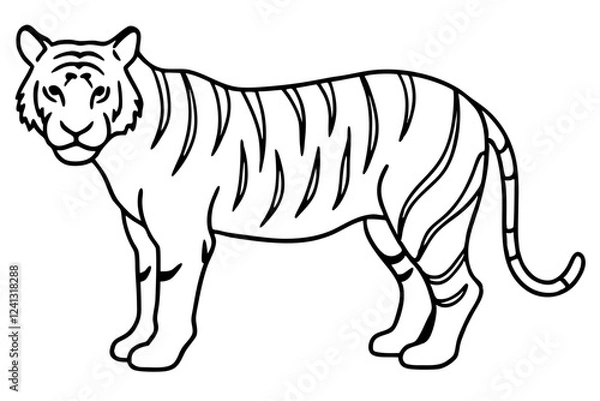 Fototapeta Single Line Tiger Vector Design