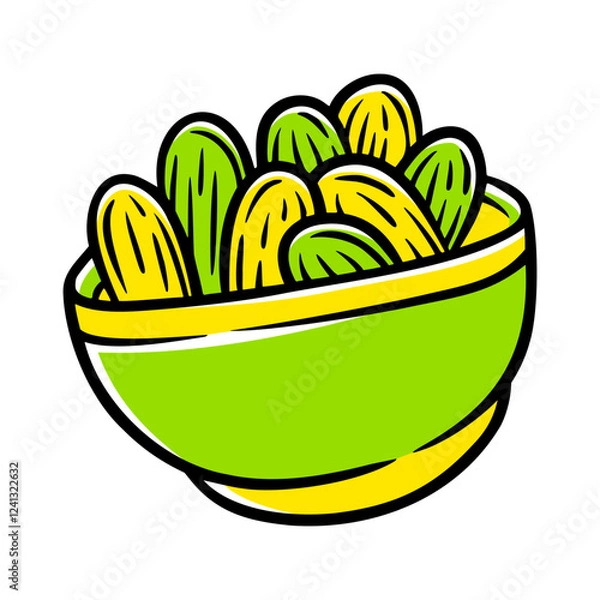Fototapeta Colorful Hand-drawn Kurma in a Bowl