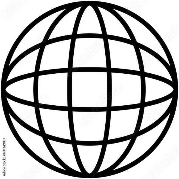 Obraz black outline web globe icon