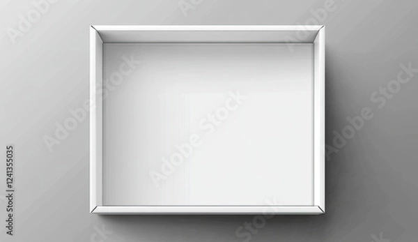 Obraz Vector white open empty box mockup template on a transparent background, top view.
