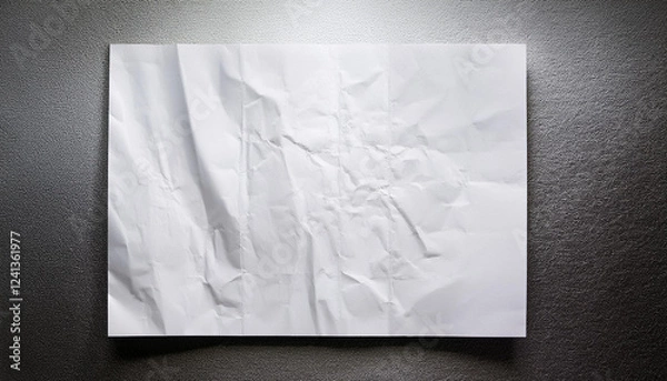 Obraz white paper wrinkled poster template blank glued paper sheet mockup poster mock up on wall