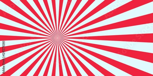 Obraz Red retro background with white circus style vector design. White and red sunburst pattern background. Dynamic comic backdrop retro background of the 70s abstract vintage background. 