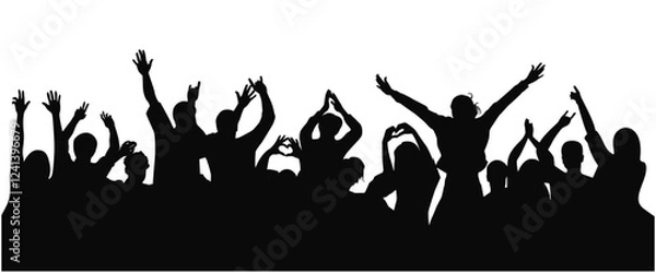 Obraz Concert crowd, people enjoying great concert, cheering crowd silhouette