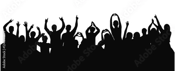 Obraz Concert crowd at music festival, silhouette of concert crowd, cheering crowd