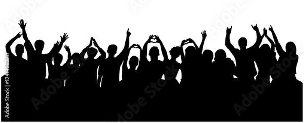 Obraz Concert crowd at music festival, crowd at concert, cheering crowd silhouette