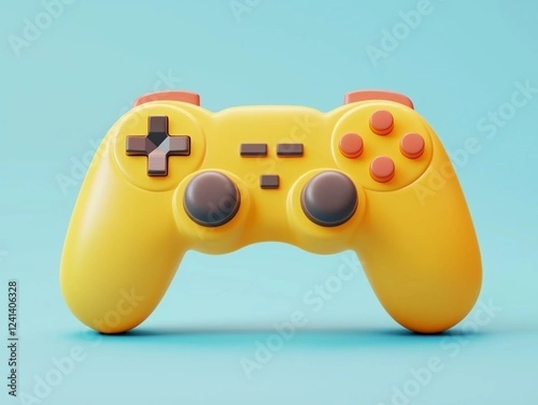Fototapeta 3d cartoon game pad Controller isolated on white background 