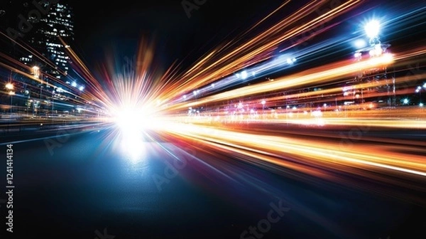 Obraz Abstract scene with golden light beams radiating from the middle