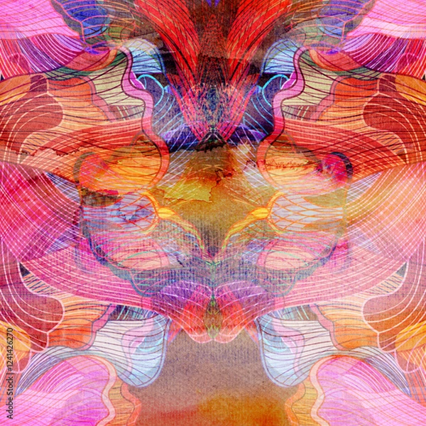 Fototapeta Abstract geometric watercolor retro background