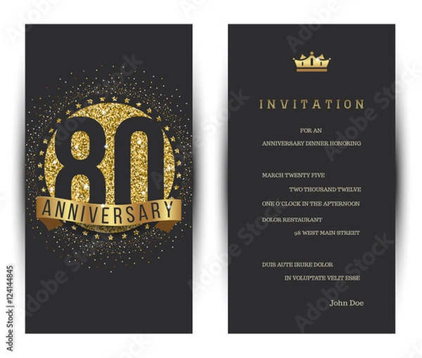 Obraz 80th anniversary decorated greeting card template.