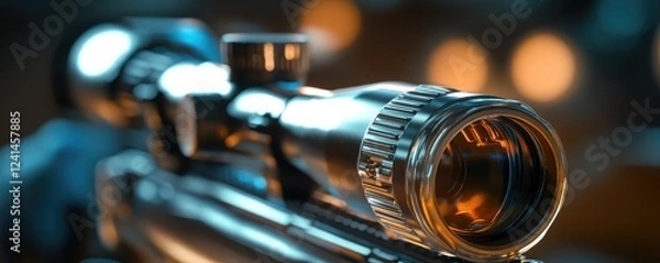 Obraz Close-up of a sleek, professional rifle scope.