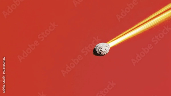 Fototapeta meteor streaks across vibrant red sky, creating stunning visual effect