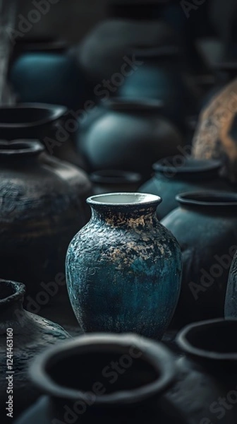 Obraz A pile of ancient pots and vases from the India
