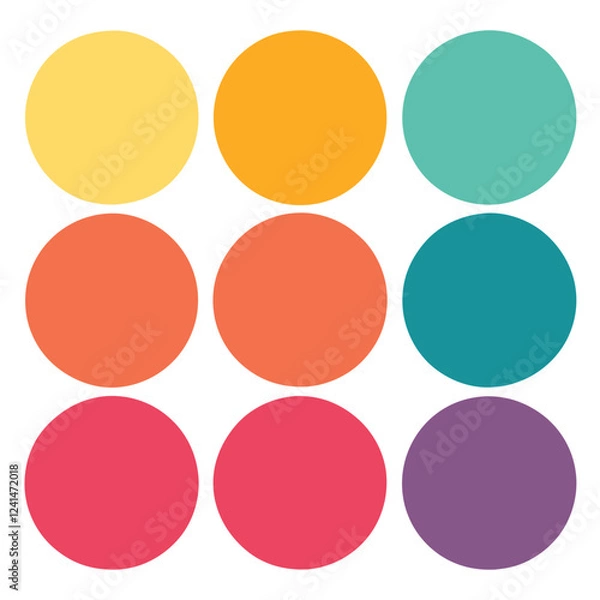 Fototapeta set of different color fill round shape palette