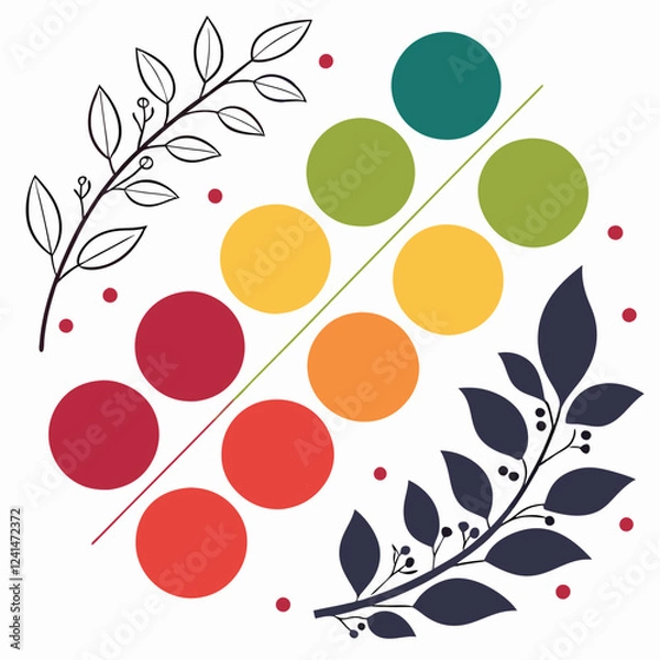 Fototapeta set of different color fill round shape palette