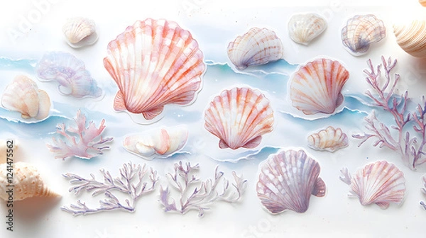 Fototapeta sea shells background
