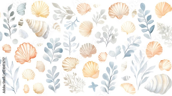 Fototapeta sea shells background