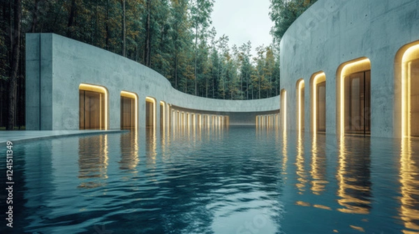 Fototapeta Wastewater, A high-fidelity photorealistic image of a wastewater treatment facility, showcasing advanced technology and environmental management.