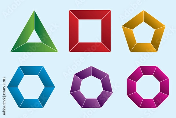 Obraz Regular geometric shapes. Mathematics, physics, geometry. Geometry isosceles trapezoid. Triangle, quadrilateral, pentagon, hexagon, heptagon, octagon. 