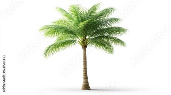Obraz Isolated Coconut Palm Tree, Tropical, White Background, Summer