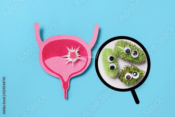Fototapeta Bacteria Under Magnifying Glass Causing Bladder Infection