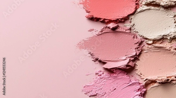 Fototapeta Artistic color palette creation studio image creative environment top view aesthetic design techniques