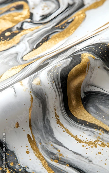 Fototapeta Luxurious Grey and Gold Marble Background with Detailed Pattern and Subtle Textured Sheen
