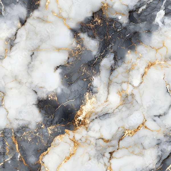 Fototapeta Luxurious Grey and Gold Marble Background with Detailed Pattern and Subtle Textured Sheen