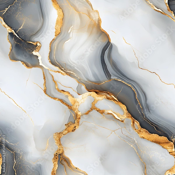 Fototapeta Luxurious Grey and Gold Marble Background with Detailed Pattern and Subtle Textured Sheen