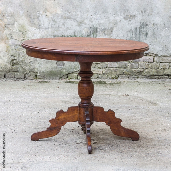 Obraz Old vintage antique round circular table with clipping path for isolation