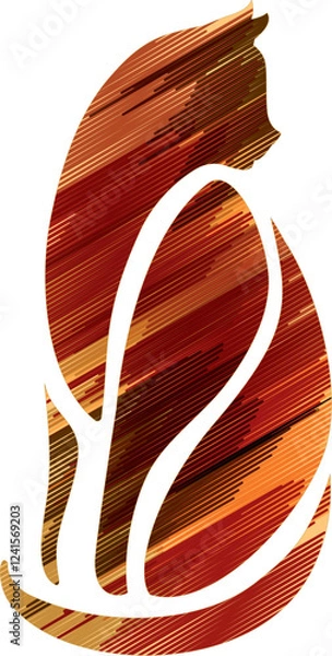 Fototapeta A sleek, stylized cat silhouette with flowing lines. Perfect for design, logos, or creative projects.