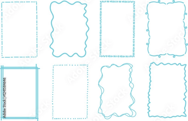 Fototapeta A set of vector frames made of uneven lines.