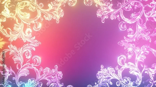 Fototapeta Glowing Floral Frame Design Background Image