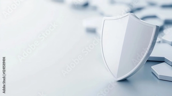 Obraz Online security concept with shield and digital firewall effects, isolated on white background