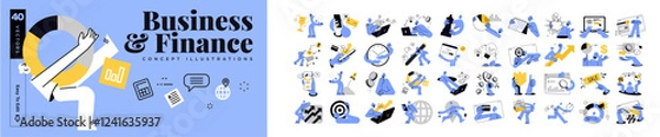 Fototapeta Creative business and finance illustrations. Concepts of business strategy and planning, ecommerce and shopping, data analytics, management, startup, payment and security for graphic and web design.