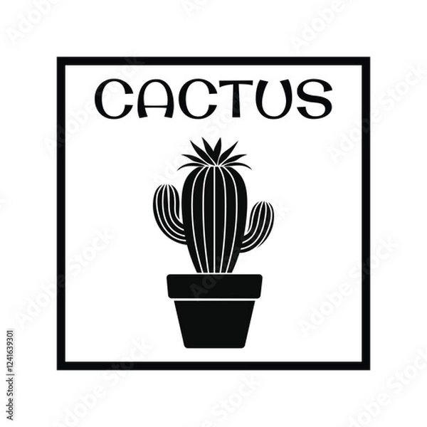 Obraz Cactus minimalistic black and white logo flat vector illustration
