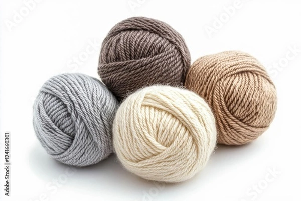 Fototapeta Knitting wool clew, isolated on white background.