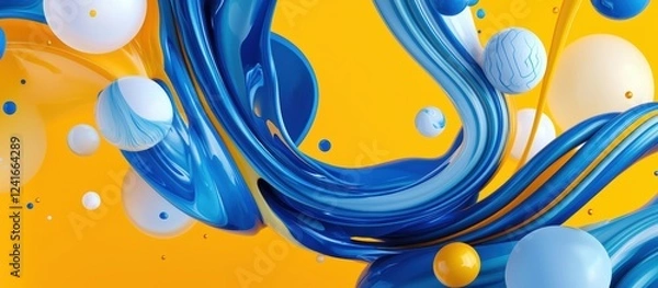 Fototapeta Ultra-modern mockup background with space for text f, decorated with dynamic swirling patterns, and a cheerful energetic atmosphere
