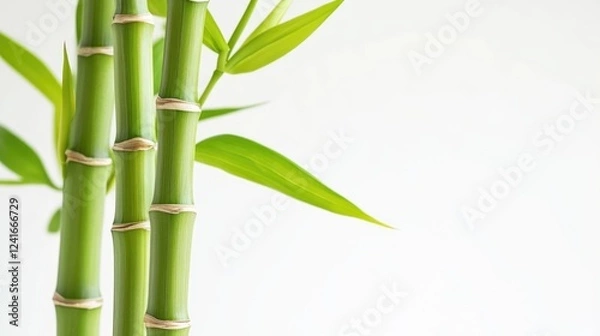 Fototapeta A close-up view of a bamboo plant's green leaves and stalk
