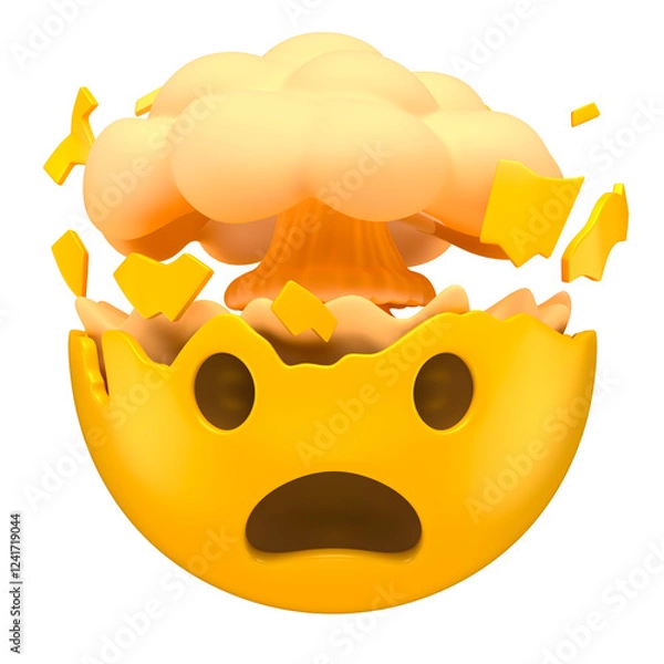 Fototapeta Mind Blown Emoji with Exploding Head in 3D Renderwith transparent background