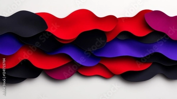 Fototapeta Abstract Wavy Layers: Vibrant layers of black, red, and purple blend seamlessly, creating an abstract design that evokes a sense of movement and depth.