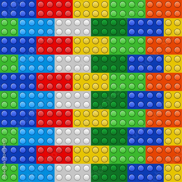 Fototapeta Colorful plastic block constructor background vector.	