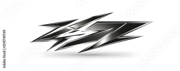 Fototapeta Modern technology-inspired business logo with sharp edges and metallic silver accents on white background