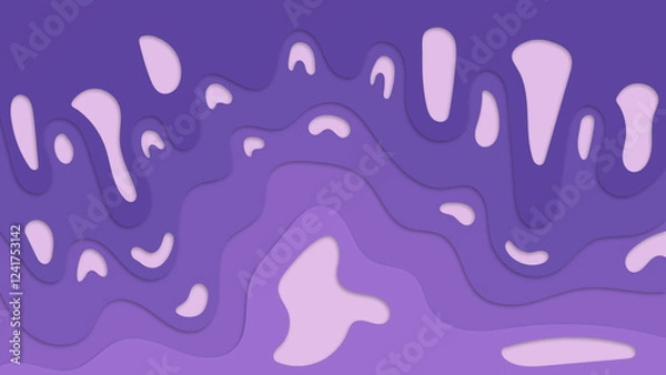 Fototapeta Purple paper cut wave background illustration, featuring layered, wavy paper-like textures in varying shades of purple. The design creates a sophisticated,